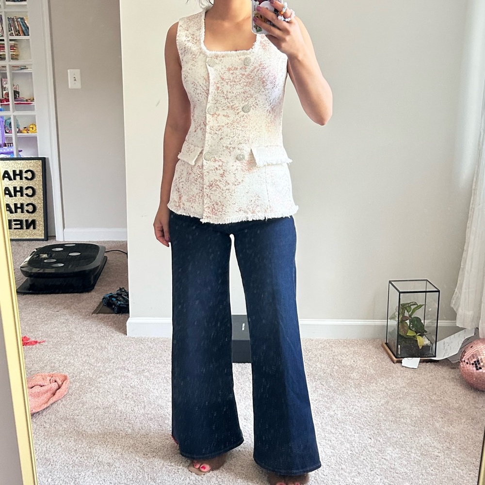 Frame Wide-Leg Dark Blue Jeans. 26